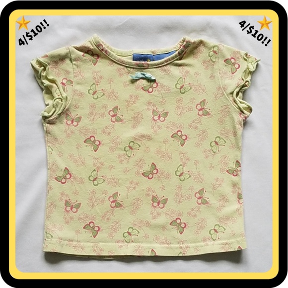 ๐4/$10๐ Baby Crew Yellow Shirt w/ Butterflies - Picture 1 of 5
